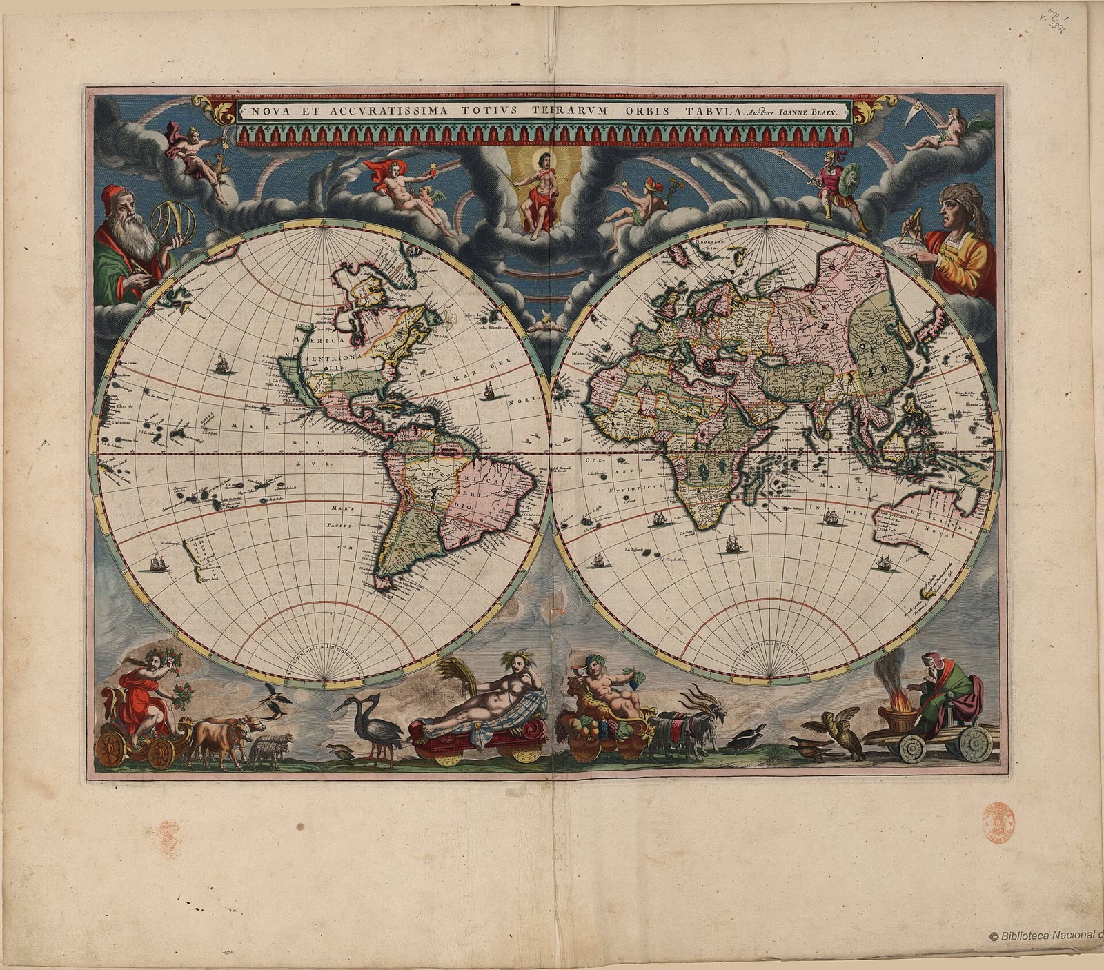La carte du monde de Joan Blaeu, 1664