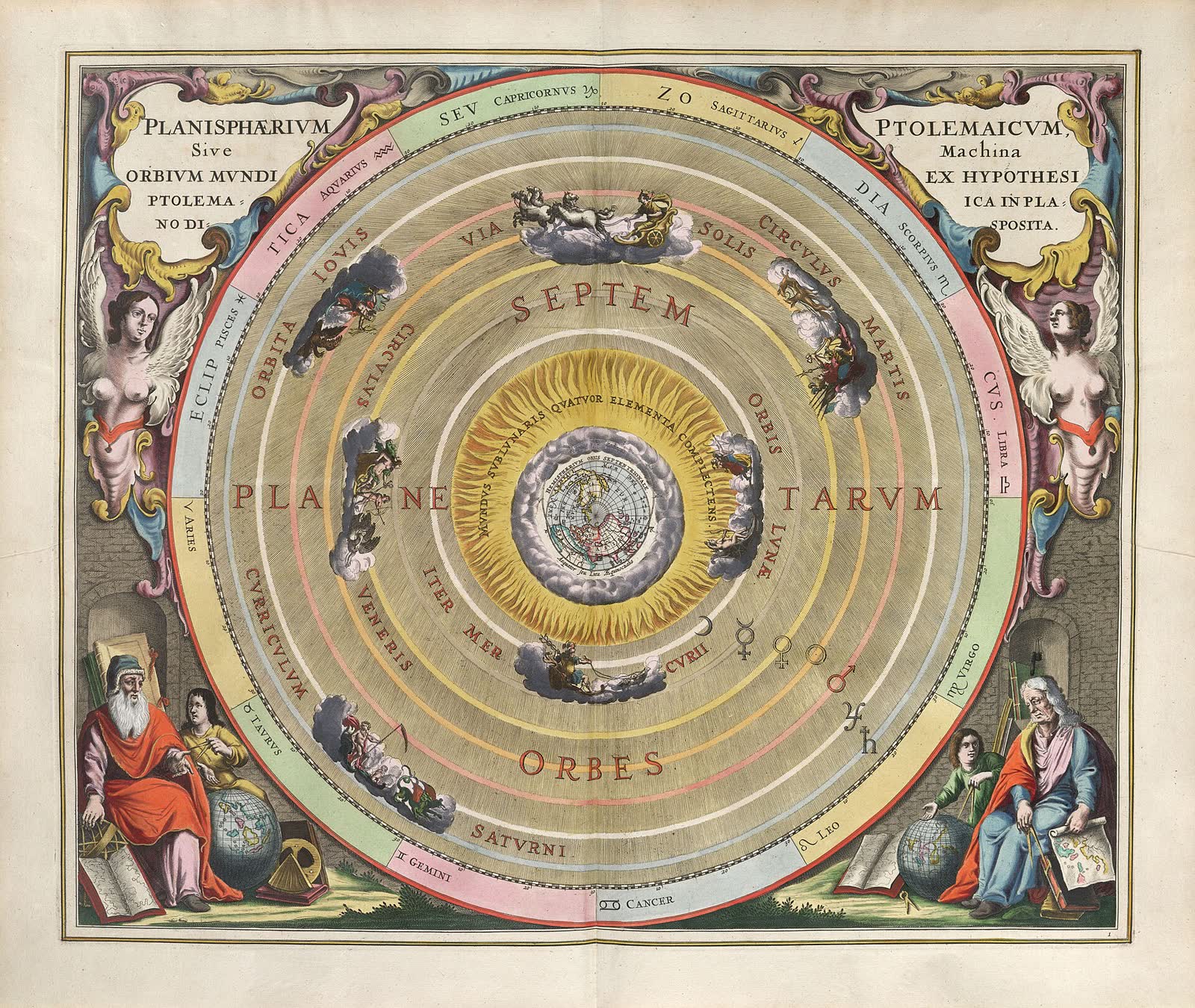 L'Harmonie du Macrocosme d'Andreas Cellarius, 1660 : le ciel découpé en secteurs (Wikimedia Commons, domaine public).