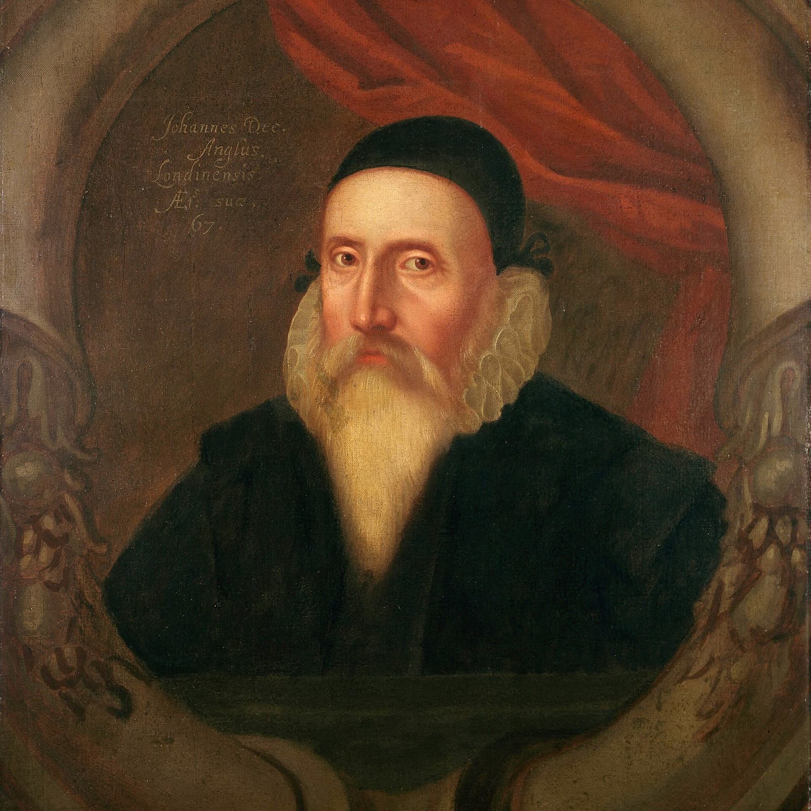 John Dee, savant et astrologue d'Élisabeth Iʳᵉ (Ashmolean Museum, Wikimedia Commons, domaine public).