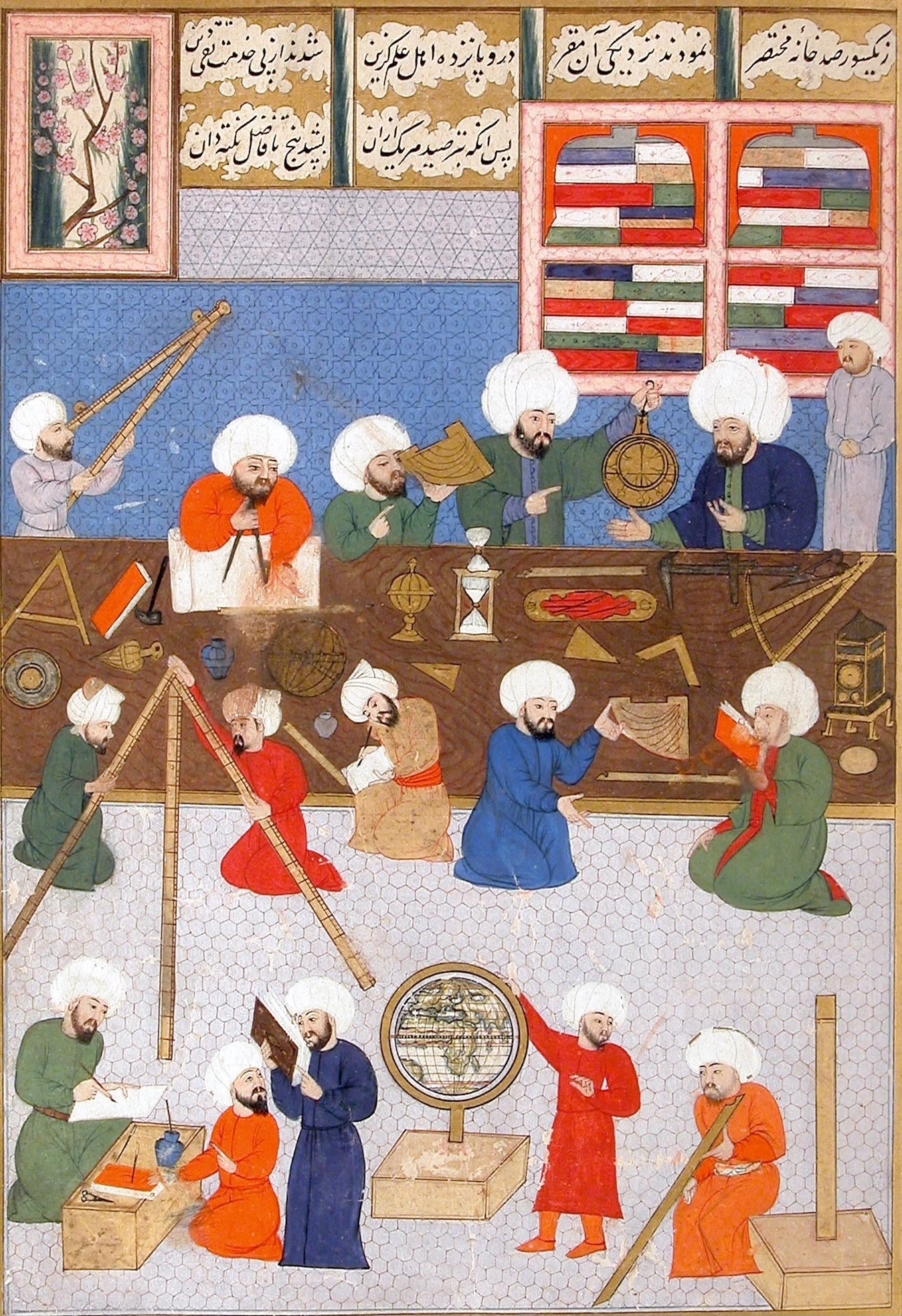 Les astronomes de l'observatoire de Taqi al-Din, à Istanbul, vers 1577 : on observe toujours le ciel depuis un lieu précis (Wikimedia Commons, domaine public).