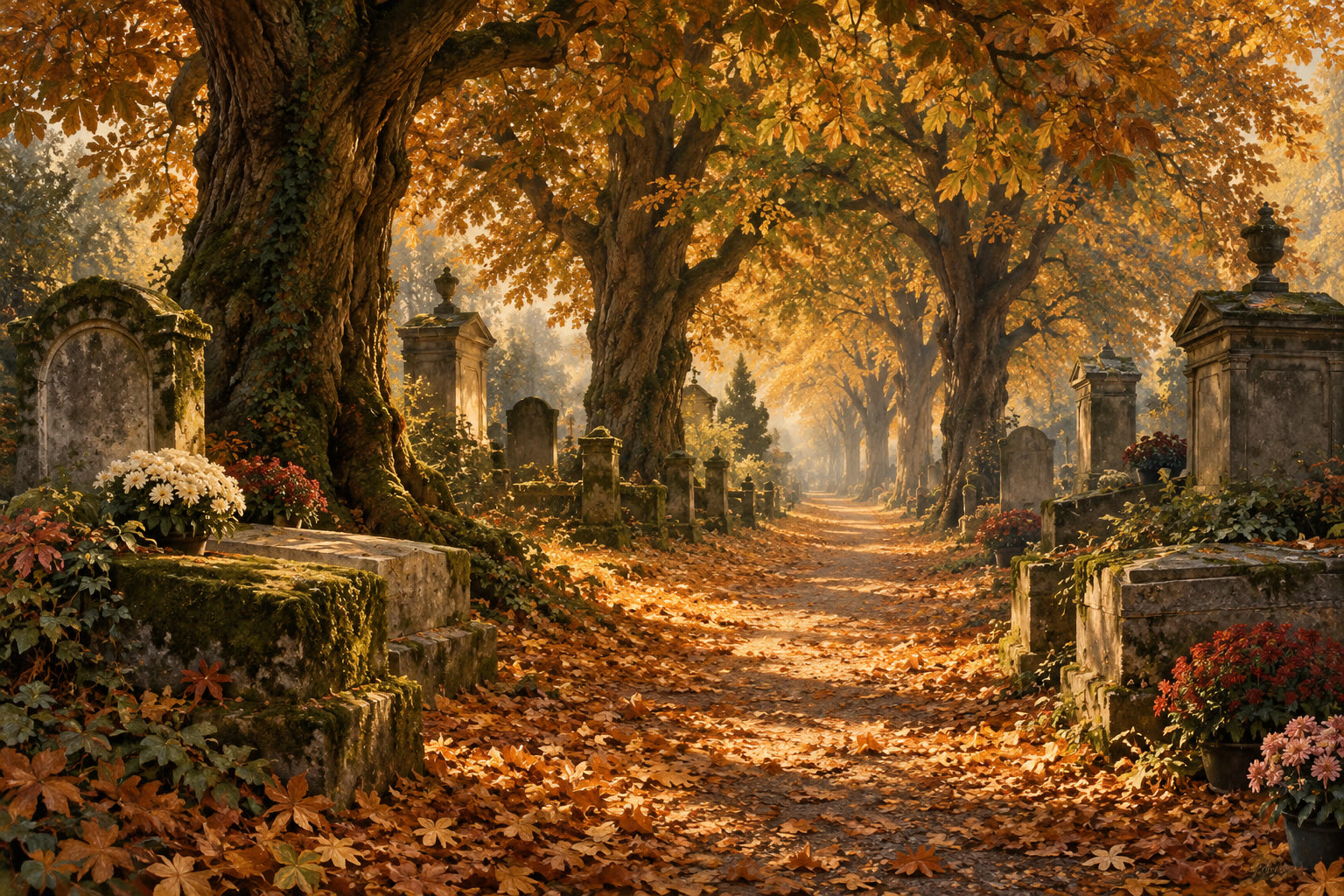 L'allée du cimetière de Sainte-Walburge (illustration).