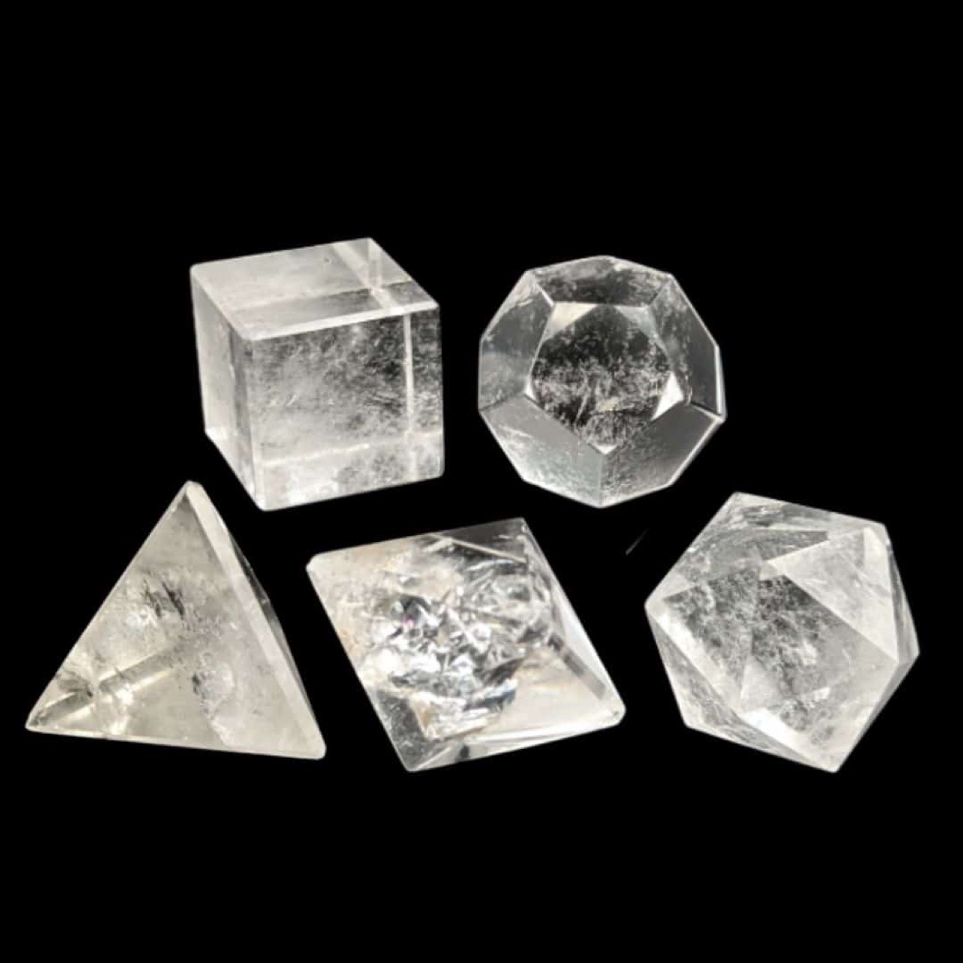 Les cinq Solides de Platon en cristal