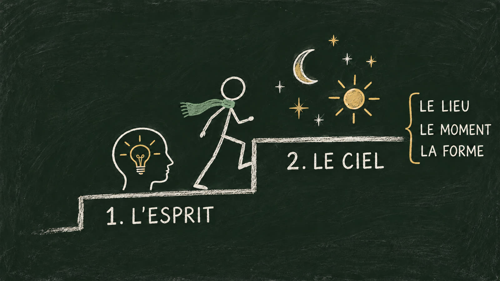 D'abord l'esprit, ensuite le ciel : le lieu, le moment et la forme.