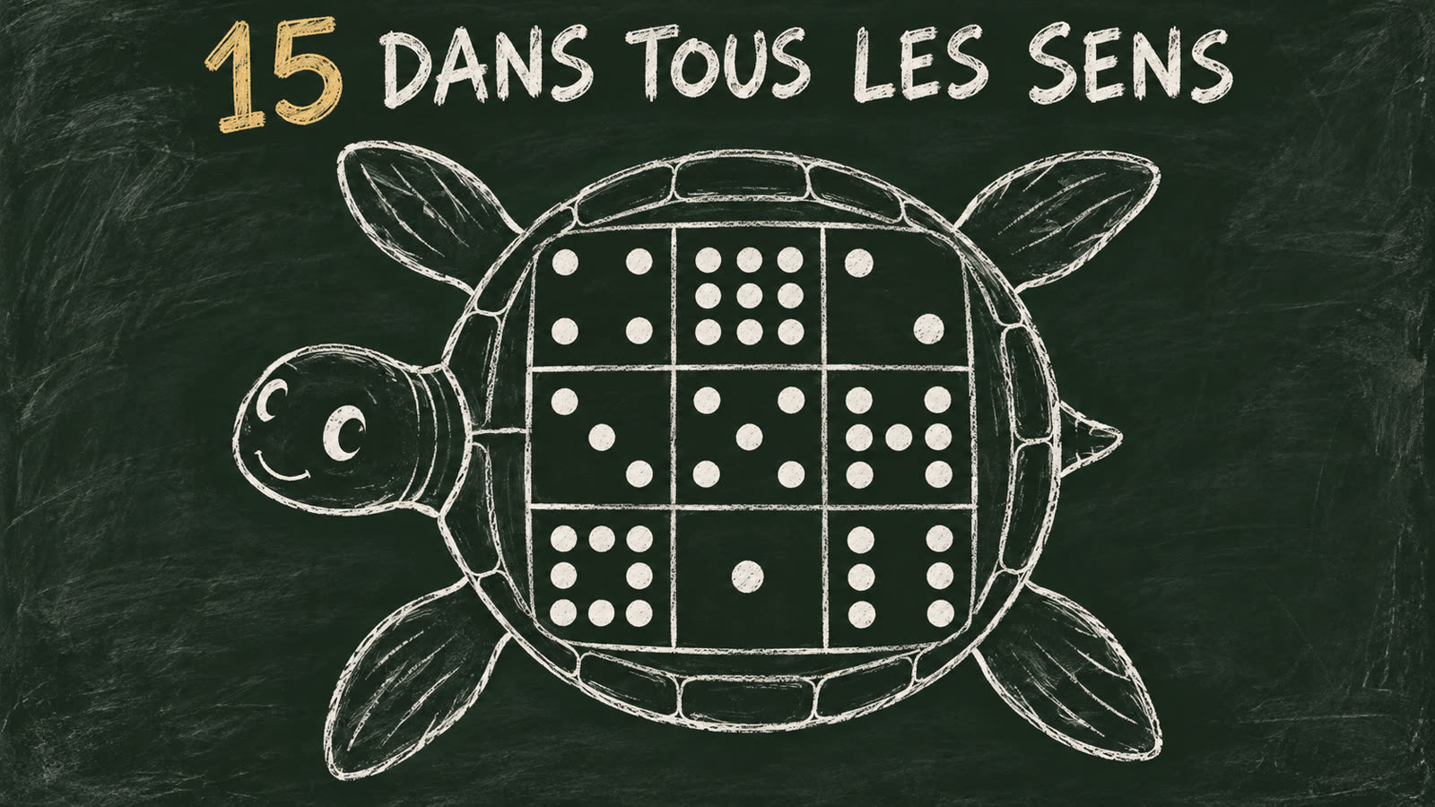 La tortue du fleuve Luo et ses neuf salles : 15 dans tous les sens.